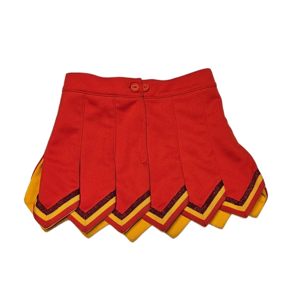 CDT Cheerleader & DanzteamCheerleader Skirt Orange and Yellow Pleated Girls - Picture 2 of 9